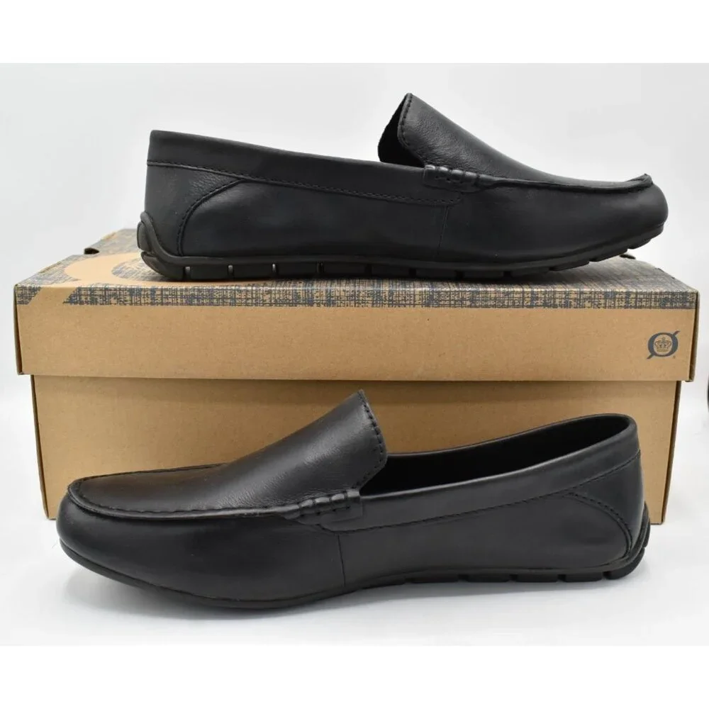 Born Mens Size 11 Liam‎ Black Full Grain Leather Slip On Loafers Shoes